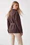 Women's Brown Belt Detailed Snap Closure Denim Jacket Alc-X15652 - 6