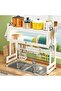 Over Sink Dish Rack 85 cm Carbon Steel Kitchen Organiser White - 4