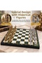 Luxury Metal Chess Set with Ottoman Byzantine Figures, Chrome Green Marble Pattern, 20X20 Premium Gift Set - 4