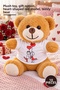10 Pieces Happy Couple Plush Teddy Bear with T-Shirt – Plush Toy, Gift Option, Red Model with Heart, Teddy Bear