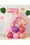Cute Pink Dinosaur Concept 1 Year Old - 10 Piece Birthday Balloon Set