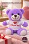 1 Piece Plush Bear – Purple Teddy Bear with I Love You Written on T-Shirt, Gift for Your Loved One, Plush Bear Decoration