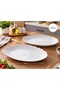 Set of 2 Porcelain Embossed 30cm White Appetizer and Salad Presentation Oval Boat Plates