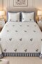 Ruffle Gardenlove Embroidered Chenille 3 Piece Double Bedspread Gray