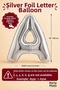 Silver Foil Letter Balloon Set with 4 Letters, 16 Inches, 40 Cm, Tape Included - 3