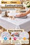 White 140X180 cm Lace Look Pvc Tablecloth Liquid Proof Wipeable Kitchen Table Cover Luxury - 5