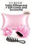 Pink Satin Pillowcase – with Bonnet, Buckle, and Comb Gift Set - 2