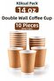 10 Pcs 14 oz Double Wall Kraft Coffee Cup Without Lid Double Wall Hot Drink Paper Cup