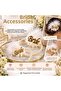 Bride Pearl Crown and Bracelet Set Gold Detailed Bridal Bachelorette Party Accessory - 7