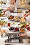 18/10 Steel 4-Compartment Sauce Bowl and Snack Bowl Presentation Plate Set Silver 723748 - 2
