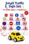Boxed Plastic Small Traffic Signs Set 16 Sheets and 1 Car Kindergarten Nursery Educational Toy - 2