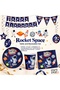 Space Themed Birthday Party Complete Set for 8 People Plate Cup Napkin Pennant Pendant Banner