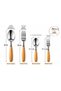 Aşkan'A 24 Piece Natural Bamboo Handle Stainless Steel, 6 Person Cutlery Set, Food and Dessert Set - 4