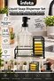 500 ml Glass Liquid Soap Dispenser with Black Pump, Metal Stand and Sponge Compartment, Kitchen and Bathroom Set