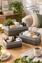 Gray 3-Piece Rectangular Bamboo Organizer Basket Set with Cloth Multi-Purpose Organizer - 4