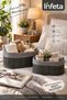 Gray 2 Size Oval Bamboo Organizer Basket with Wooden Base and Cloth 21X14 cm and 25X16 cm - 4