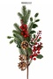 Christmas Ornament with Variegated Leaves, Pine Cones and Red Berry Branch 62 cm - 2