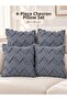 Zigzag Patterned Chenille Jacquard Woven Decorative Throw Pillow Cushion Cover with Hidden Zipper Single 40X40 cm Set of 4