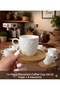 Single Person 2 Piece Porcelain Turkish Coffee Cup Set. Premium Coffee Set with Bamboo Plate, Flower - 4