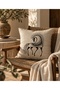 Ethnic Pattern Embroidered 100% Raw Linen Throw Pillow Cover - 45 X 45 - 4