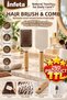 White Rectangular Hair Brush with Wooden Handle, Plastic Body, Colorful Ball Tip Comb