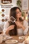 White Rectangular Hair Brush with Wooden Handle, Plastic Body, Colorful Ball Tip Comb - 4
