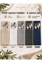 Linen Textured Fork and Spoon Cover – Service Pocket for Table Setting and Events - 6 Pieces - 4