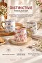 Simple Love Written Floral Patterned Porcelain Mug – Decorative Coffee and Tea Cup with Gold Handle - 4