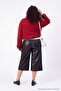 Siyah Normal Bel Suni Deri Wide Leg Kemerli Büyük Beden Şort&Bermuda TBBAW27AP00008 - 4