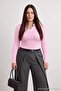 Pink Shirt Collar Detailed Single Jersey Knitted Oversize Blouse Tbbaw25Af00012 - 3