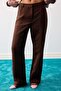 Limited Edition Koyu Kahverengi Suni Süet Düz Kesim Pantolon TWOAW27PL00072 - 3