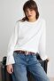 Ekru %100 Pamuk Reglan Kol Oversize Beyzbol Örme T-Shirt TWOAW27TS00105