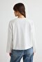 Ekru %100 Pamuk Reglan Kol Oversize Beyzbol Örme T-Shirt TWOAW27TS00105 - 4