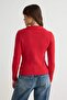Kırmızı Yumuşak Dokulu Polo Yaka Fitted/Vücudu Saran Triko Hırka TWOAW27HI00238 - 4