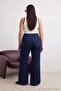 Koyu Mavi Yüksek Bel Orta Esnek Wide Leg Geniş Paça Jeans TBBAW27CJ00023 - 2