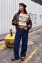 Dark Blue Belt Detailed Regular Waist Wide Leg Jeans Twoaw27Je00257 - 4