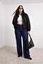 Koyu Mavi Yüksek Bel Orta Esnek Wide Leg Geniş Paça Jeans TBBAW27CJ00023 - 4