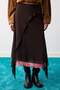 Limited Edition Brown Pink Lined Chiffon Midi Skirt Twoaw27Et00073 - 3