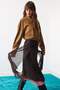 Limited Edition Brown Pink Lined Chiffon Midi Skirt Twoaw27Et00073 - 2