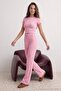 Pink Fitted/Bodycon Stretch Knit Bottom - Top Set Twoss25Au00053 - 2
