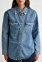 Mavi Yaka Detaylı Oversize Denim Gömlek Ceket TWOAW27CE00114 - 5