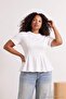 Ecru Peplum Short Sleeve 100% Cotton Knitted Blouse Tbbss26Af00166 - 2