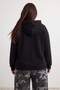 Siyah Kapüşonlu Düşük Kol Büyük Beden Örme Sweatshirt TBBAW27AO00011 - 5