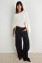 Ecru Transparent 2-Piece Boat Neck Sleeve Draped Fake Knitwear Double Layer Knitted Blouse Twoaw27Bz00123 - 3