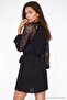 Black 2-Piece Lace Detailed Viscose Knitted Dressing Gown+Nightgown Thmaw27Gc00002 - 3