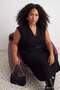 Black Woven Midi Belted Plus Size Dress Tbbaw27Ah00072 - 3