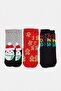Black-Multicolor 3-Piece New Year's Jacquard Knitted Socks Thmaw27Co00049