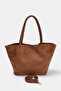 Tan Soft Suede Handle and Cross Strap Tote Women's Maxi Size Shoulder Bag Takaw25Oc00013 - 4