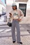 Lacivert Çizgili Wide Leg/Geniş Paça Beli Lastikli Normal Bel Yumuşak Örme Pantolon TWOSS26PL00187