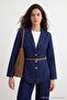 Dark Blue Belt Detailed Blazer Denim Jacket Twoaw27Ce00055 - 3
